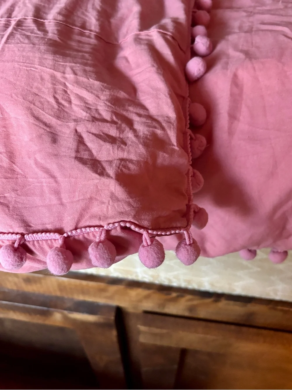 Pom-Pom Duvet Cover Set in Rose